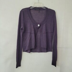 MADO et les Autres Purple Button‎ Front Cropped Cardigan Sweater Size 2